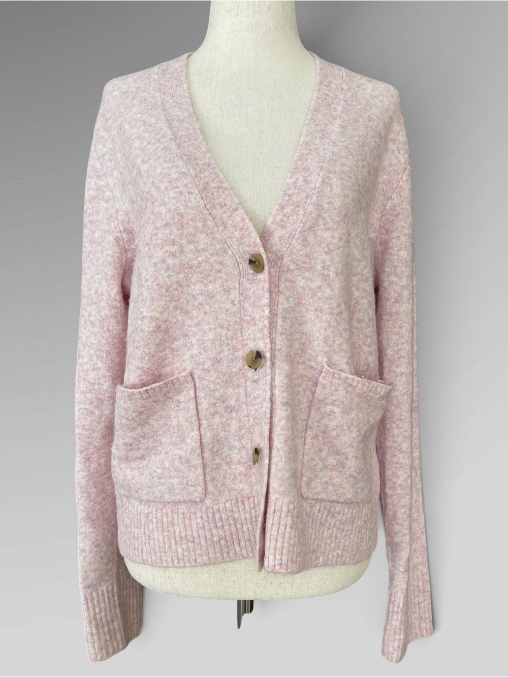 NWOT J.Crew Extra-Soft Heather Pink Wool Blend Cardigan Sweater M